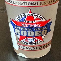 ONE RARE NATIONAL FINALS RODEO 48TH ANNUAL WRANGLER SHOT GLASS. 