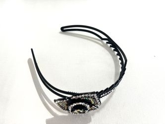 Black rhinestone flower headband