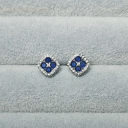 Blue & White Sapphire Earrings 