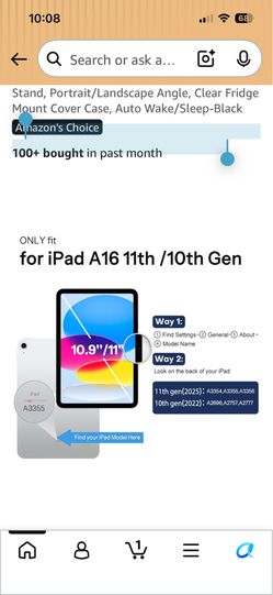 Sparin case for IPad 16 10th and 11th generation black magnetic