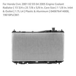 01-05 Honda Civic Radiator Brand New