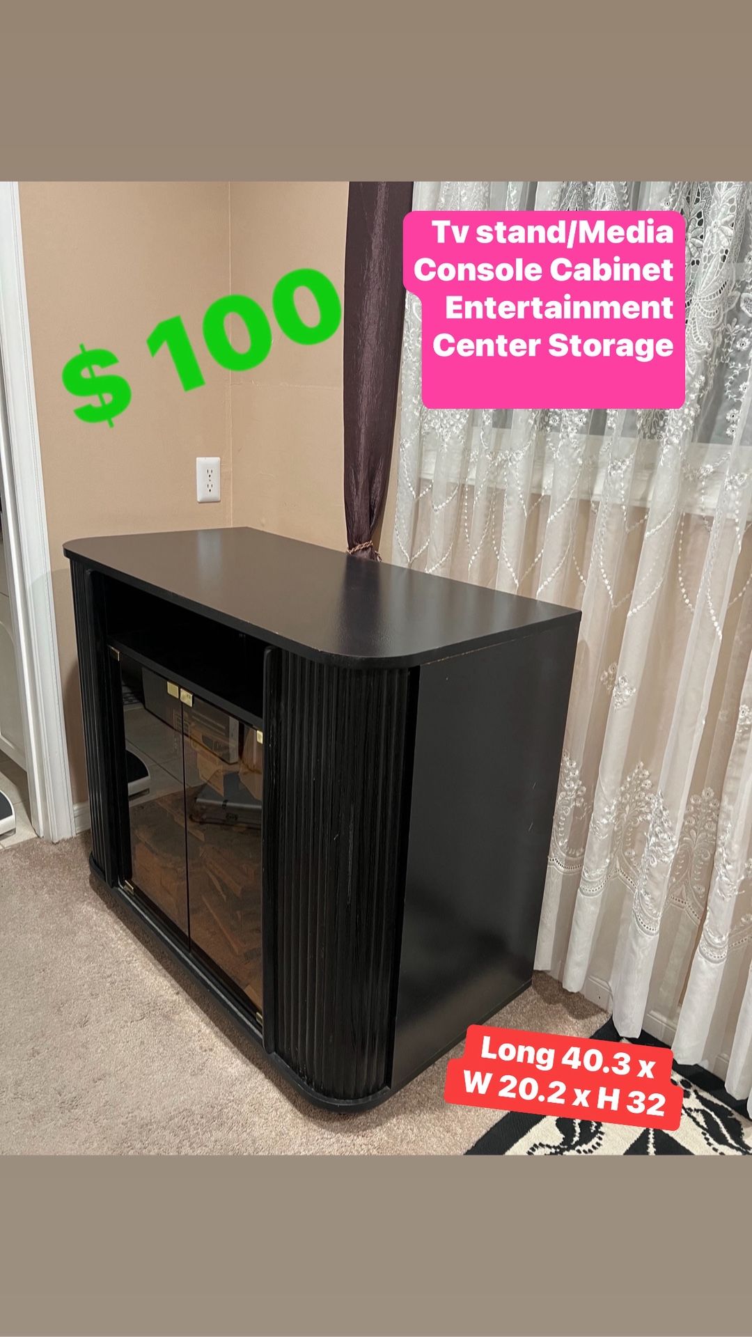 🔶🔶 Tv stand/Media Console Cabinet Entertainment Center Storage Console /Table Media for Living Room, Bedroom (Black)