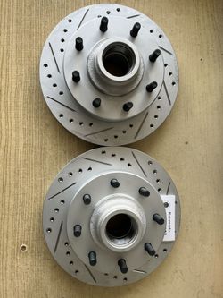 GMC C1500 Suburban 94-95-96-97-98-99 Front Drill Slot Rotors Ceramic Brake Pads