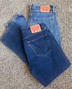 2 Pairs Levi’s 505 Dark Wash & 511 Light Denim Jeans Classic 5-Pocket Stretch Mens W32 L30
