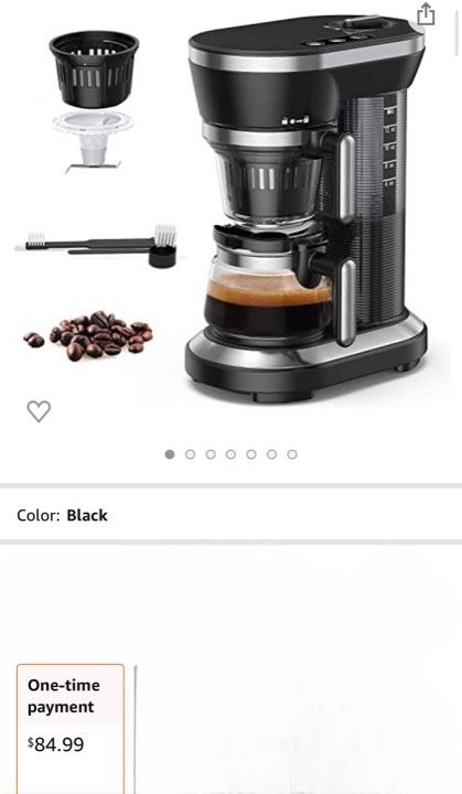 Grind and Brew Coffee Machine, Single Serve Coffee Maker with a 12oz Glass Coffee Pot and Built-in Coffee Grinder, Black