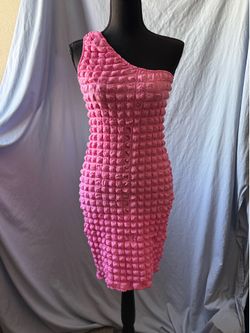 NWT Forever 21 Women's One-Shoulder Textured Pink Bodycon Dress Size M