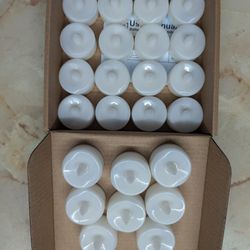 LED Tealights, Set of 24 and Glass Holders (12)