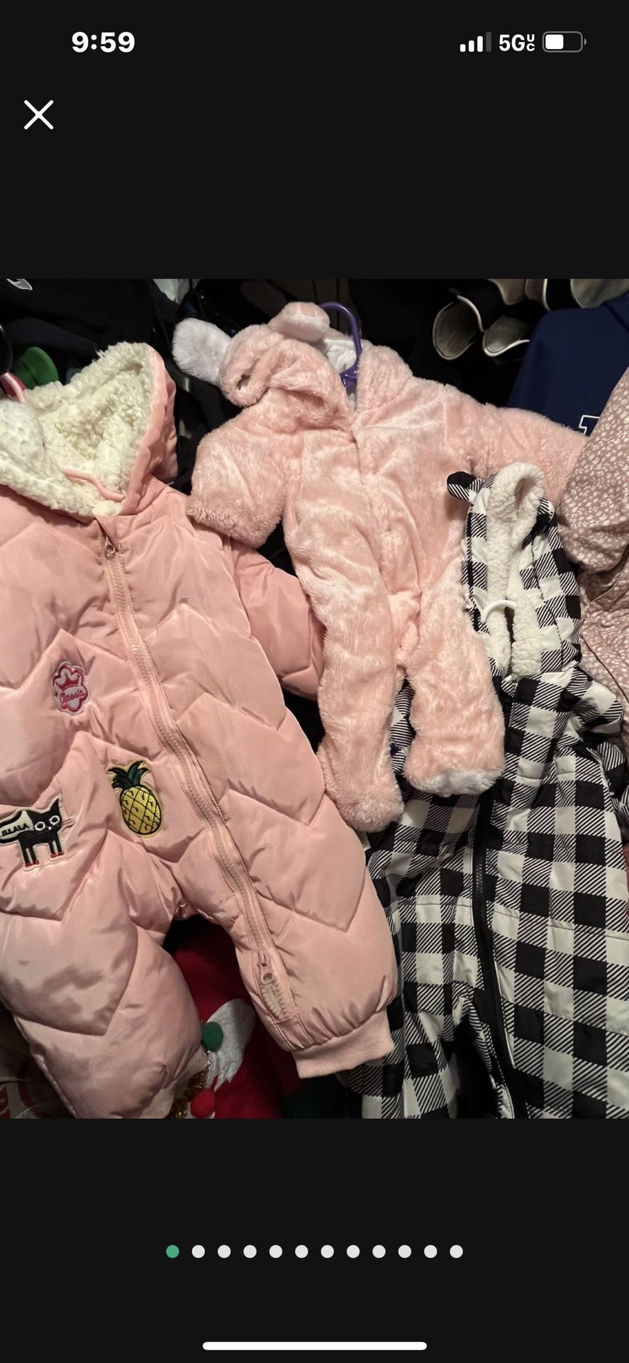 Snowsuits 0-3, 3-6..6 months..New And New Condition..$15, & $20 Each.. (Sweater With Hood stripe Multi Colors!!$15..) Black And White With Hood NEW!!