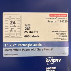 1” X 2” Avery Labels 