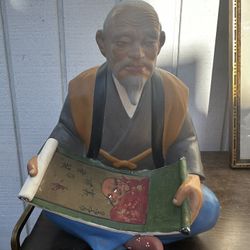 Hakata Mimasu Doll Japanese Old Man Painting Figurine Decor Collectible 