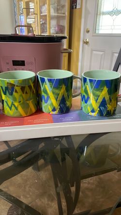 "W" Anthropology Mug Set of 3