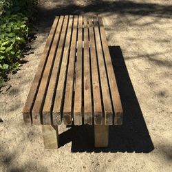 Vintage Wood Slat Outdoor Bench