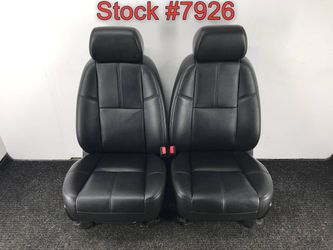 2008 Chevy Tahoe Black Leather Power Heated Lumbar Front Bucket Seats Seat Stock #7926