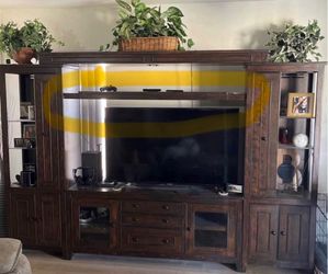 Dark Wood Entertainment Center Wall Unit