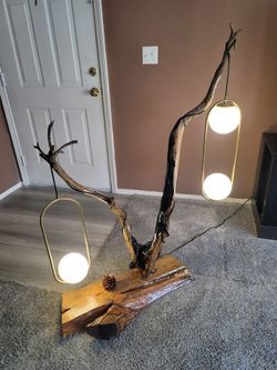 Real Wood Light Lamp With Vintage Bronze Glass Ball Hanging Pendant Lighting Illuminate Lights