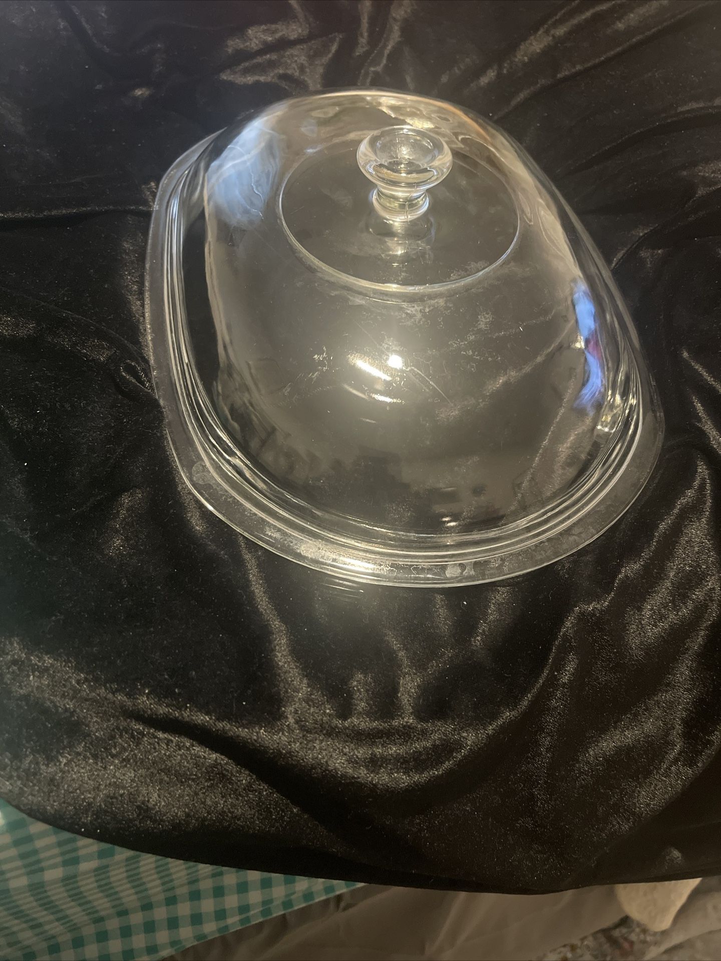 Heavy Clear Glass Oval Casserole Lid 9x12.5”