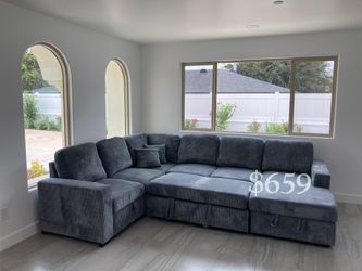 4-Pc Sectional Sofa With 2 Storage Compartments And Pull-out 