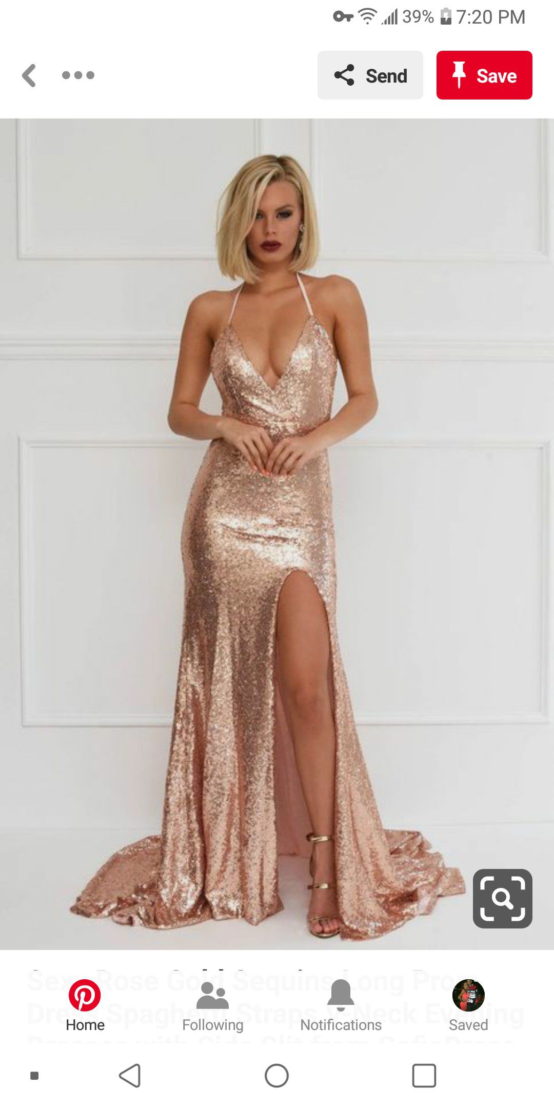 Blush sequin prom dress