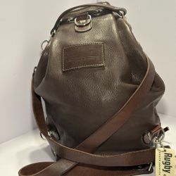 North America Rugby Brown Leather Backpack 
