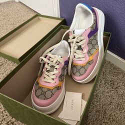 Gucci Women’s GG Supreme Leather And Canvas Sneakers