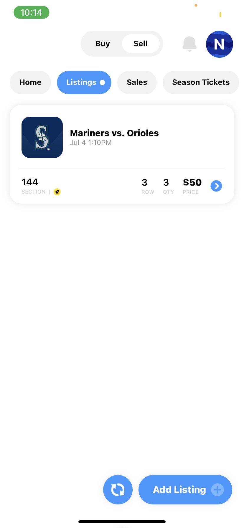 Mariners 4th July Tickets. Section 144 Row 3