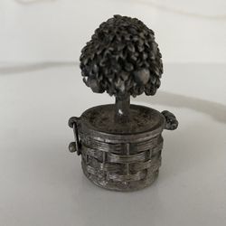 Vintage Russ Berrie pewter topiary pill box