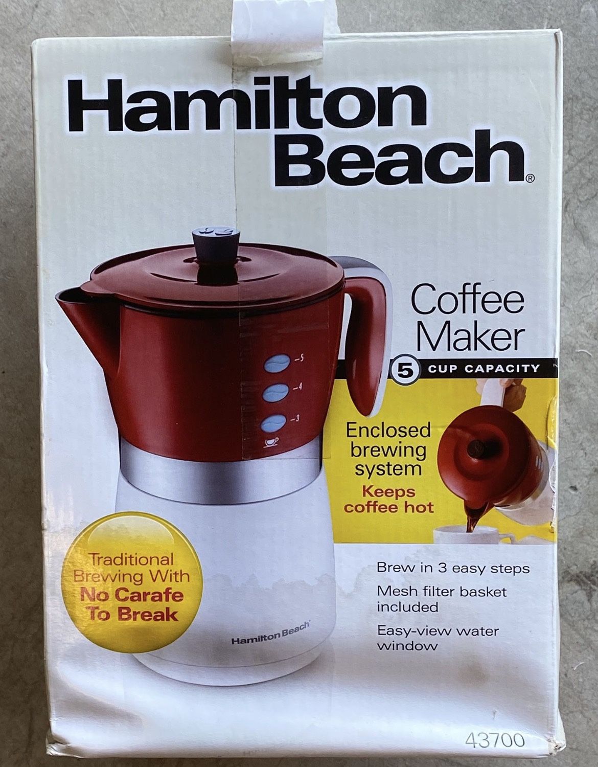 New In Box Hamilton Beach 5 Coffee Maker CUP CAPACITY Enclosed brewing system Keeps coffee hot