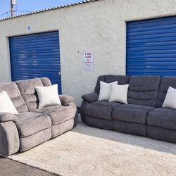 Free Delivery Gray Reclining Sofa Set (2 + 3 Seater) – Clean & Comfortable