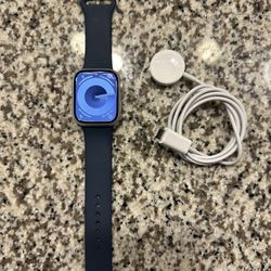 Brand New Apple Watch Series 9 Gps 45mm Aluminum Silver Case With Storm Blue Sport Band - M/L-  Apple Warranty 