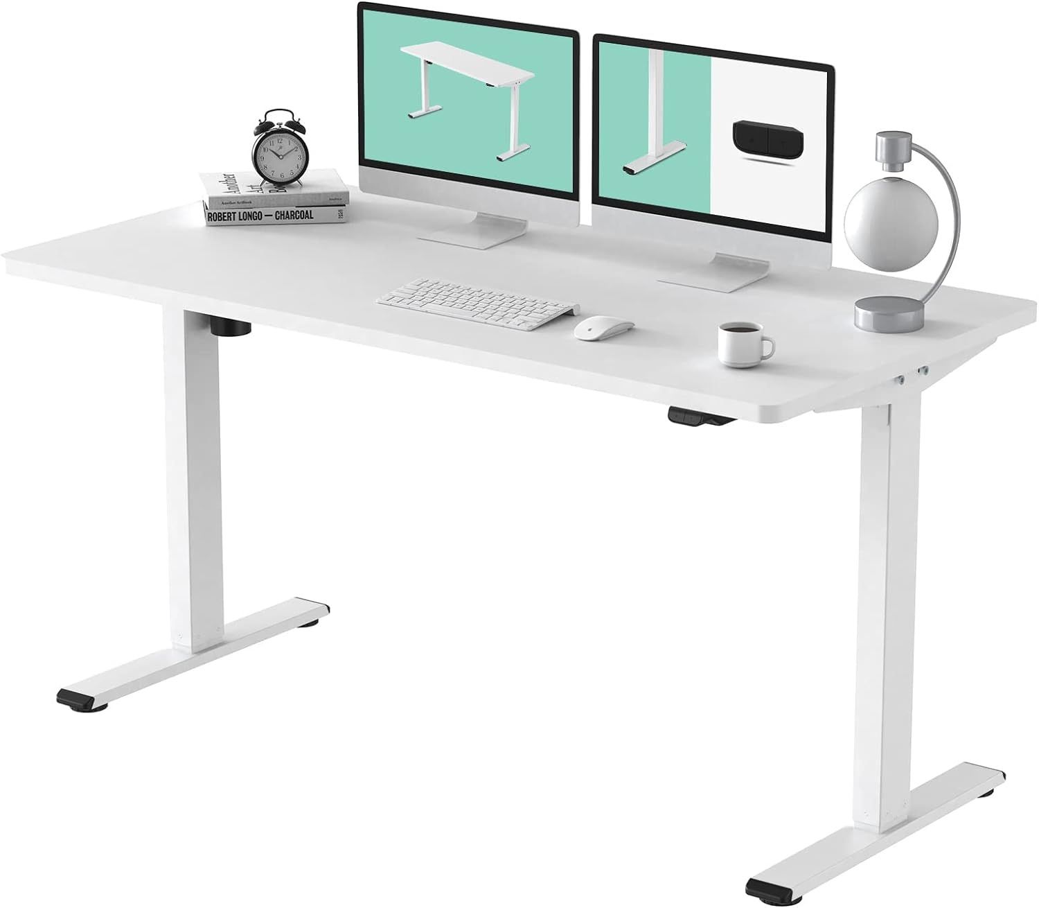 Electric White Standing Desk - 55 x 28 Inch Adjustable Height 