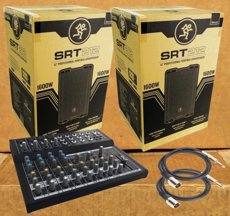 Mackie Bluetooth Powered Speakers 12" PA System 12 Channel Mixer 3200 Watt DJ Package 🚨 Payment Options Available 🚨 No Credit Needed 🚨 