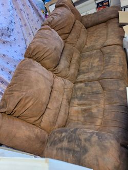 Free Brown Suede 3-Seater Sofa and 2 seat love seat