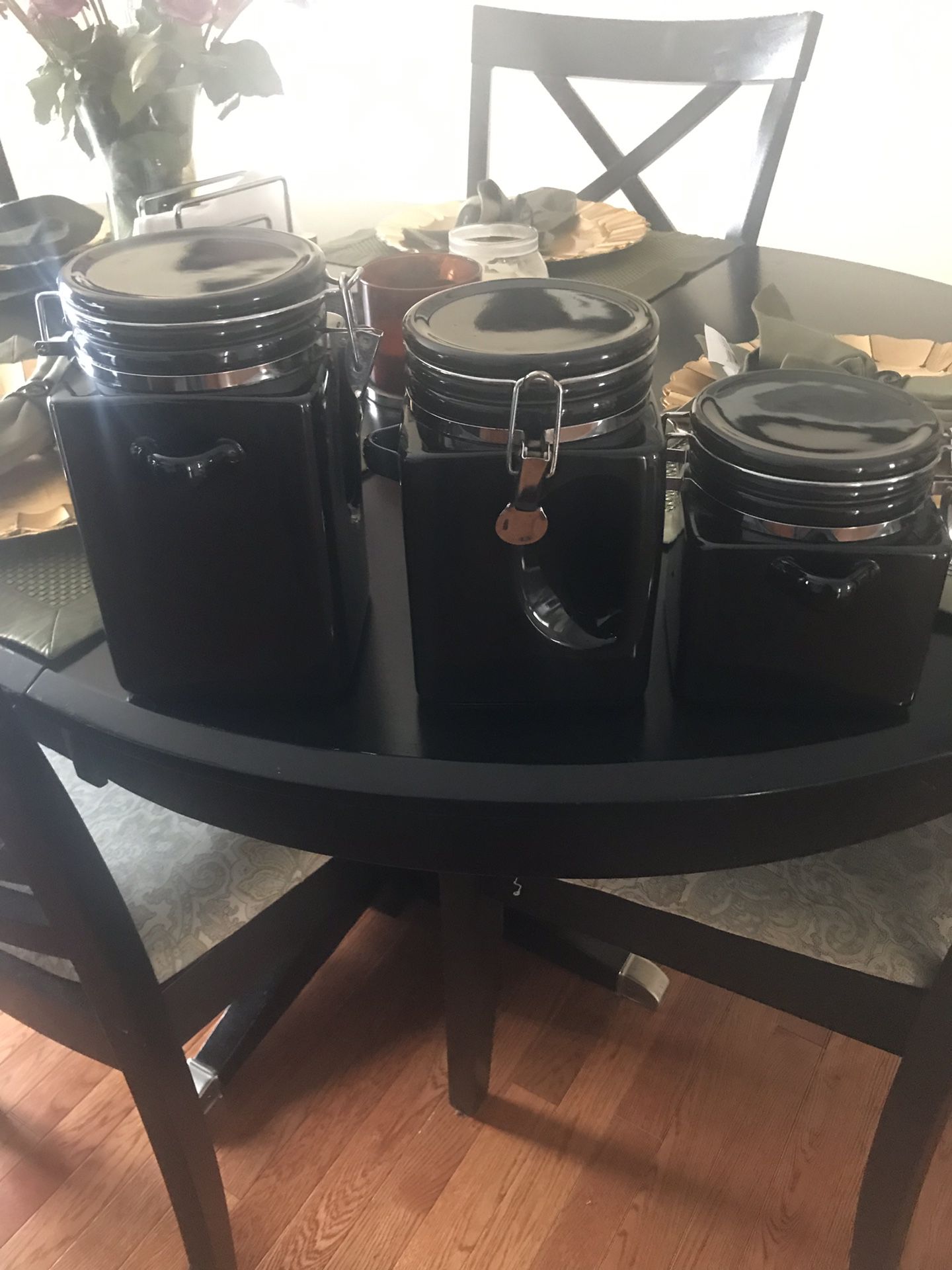 3 Used Ceramic Canisters