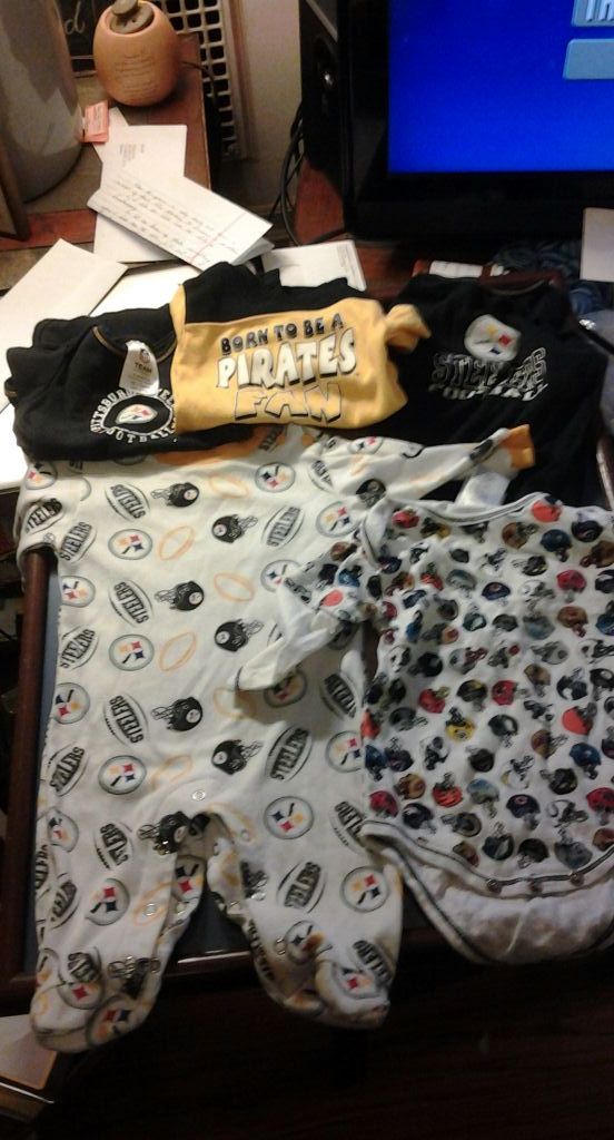 baby steelers clothes, 6/9 months pajamas, shirts