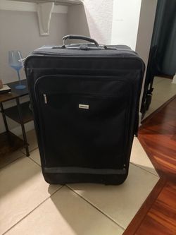 Large Black Soft-Shell Rolling Suitcase