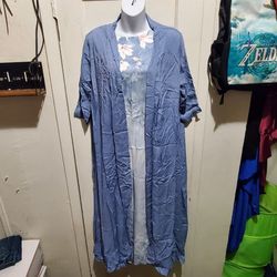 Womens Two-Piece Set Floral Print Midi Dress with Cardigan Size XL