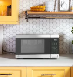 GE 4-in-1 Countertop Microwave Oven, 1.0 Cu Ft, 1050W Convection Microwave with Air Fry & Broil, Compact and Quiet, Stainless Steel, Ideal for Apartme