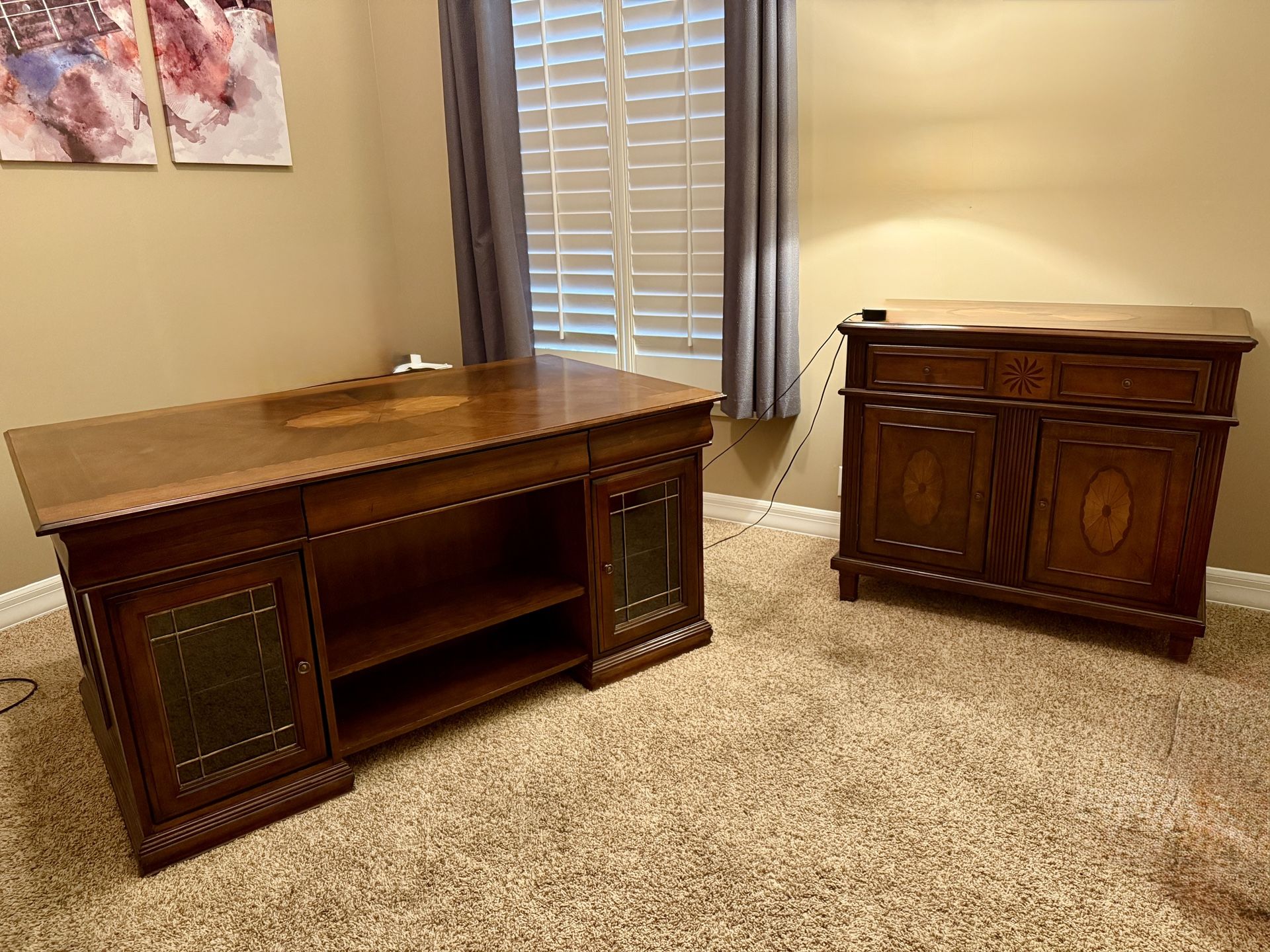 Executive Desk And Cabinet