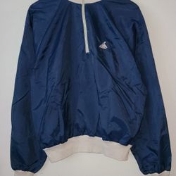 Vintage Cannondale USA Quarter Zip Pullover Long Sleeve Navy Tan Mens L USA