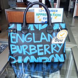 Burberry Tote Bag With Blue Graffiti Print