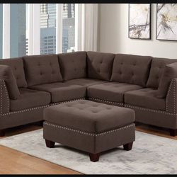 Brand New Chocolate Brown 6pc Modular Sectional Sofa Set