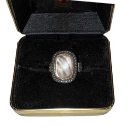 Mother Of Pearl Silver Tone Ring  Size 8