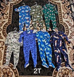 Lot of 7 Carter's Fleece Footed Pajamas Size 2T