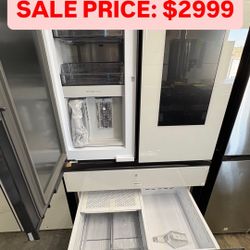 Samsung Bespoke White Glass Refrigerator 