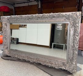 Ornate Silver Baroque-Style Mirror