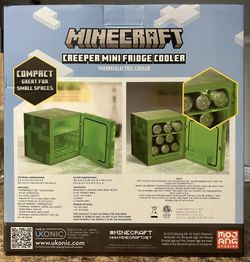 Minecraft Green Creeper 9 Can Mini Fridge 6.7L 1 Door Ambient Lighting 10.4  in H 10 in W 10 in D 