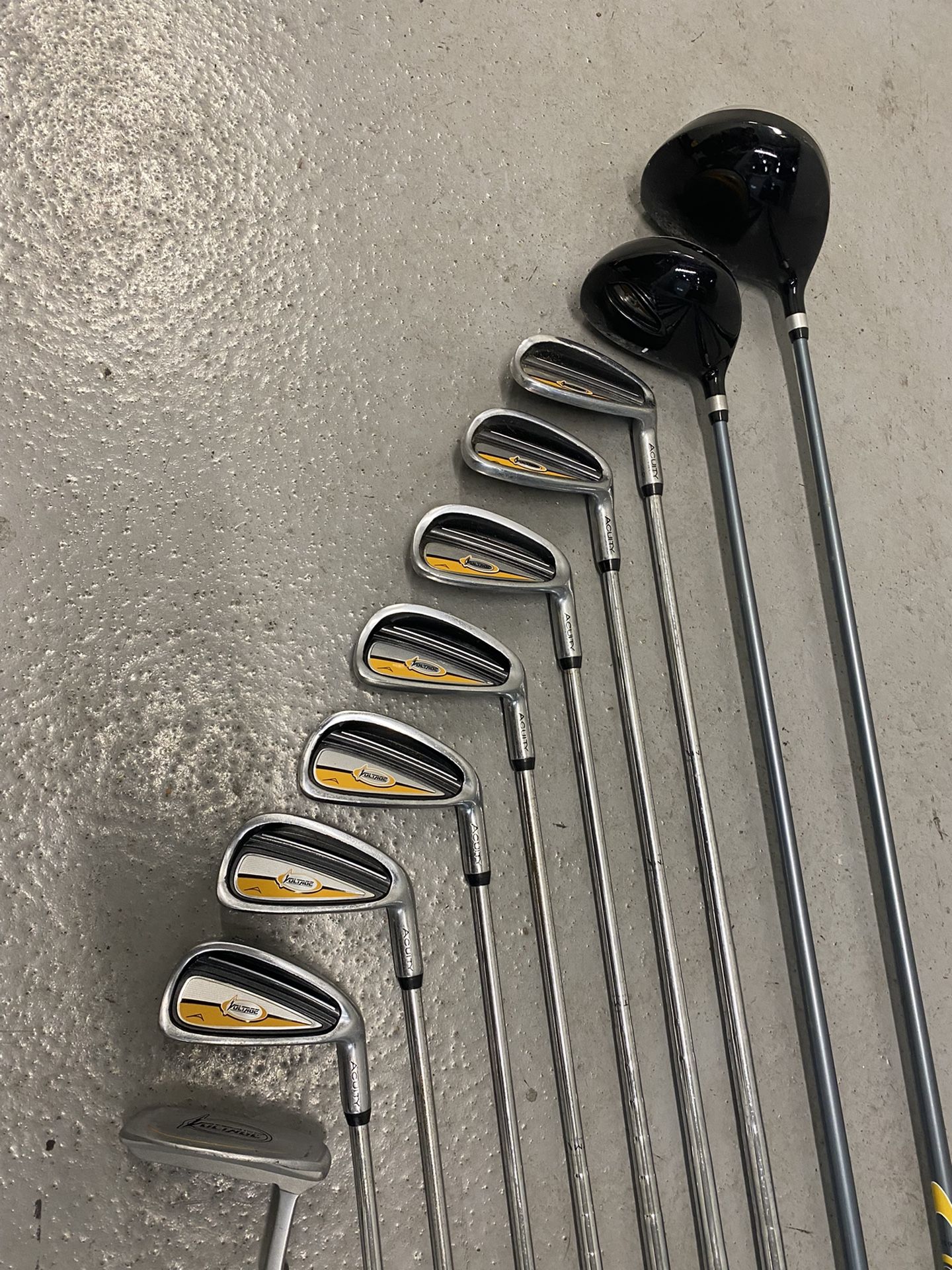 ACUITY Voltage Set 10 clubs 3-9 Putter FW3 Driver 65g Regular Flex Right with Bag (Good condition)