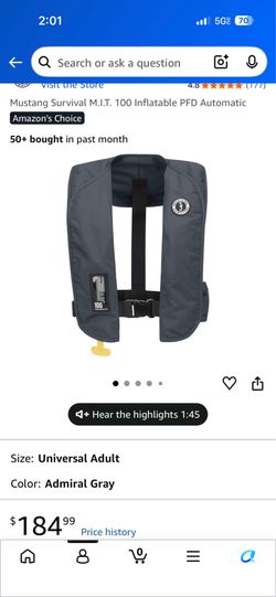 Mustang Survival M.I.T. 100 Inflatable PFD Automatic