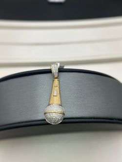 Gold microphone charm