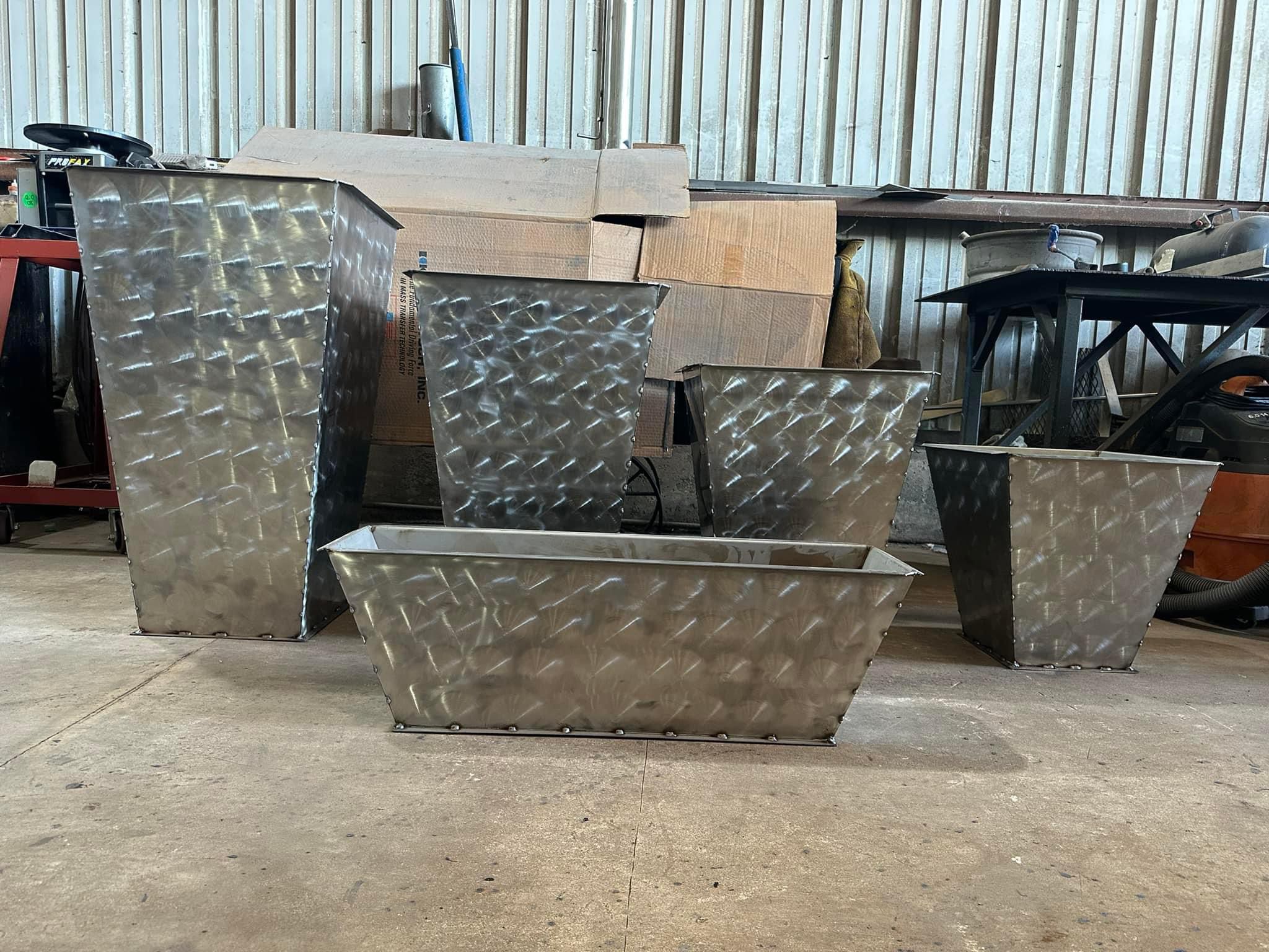 Large stainless steel planters